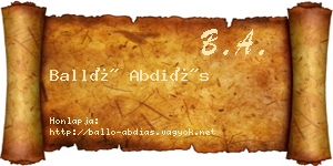 Balló Abdiás névjegykártya